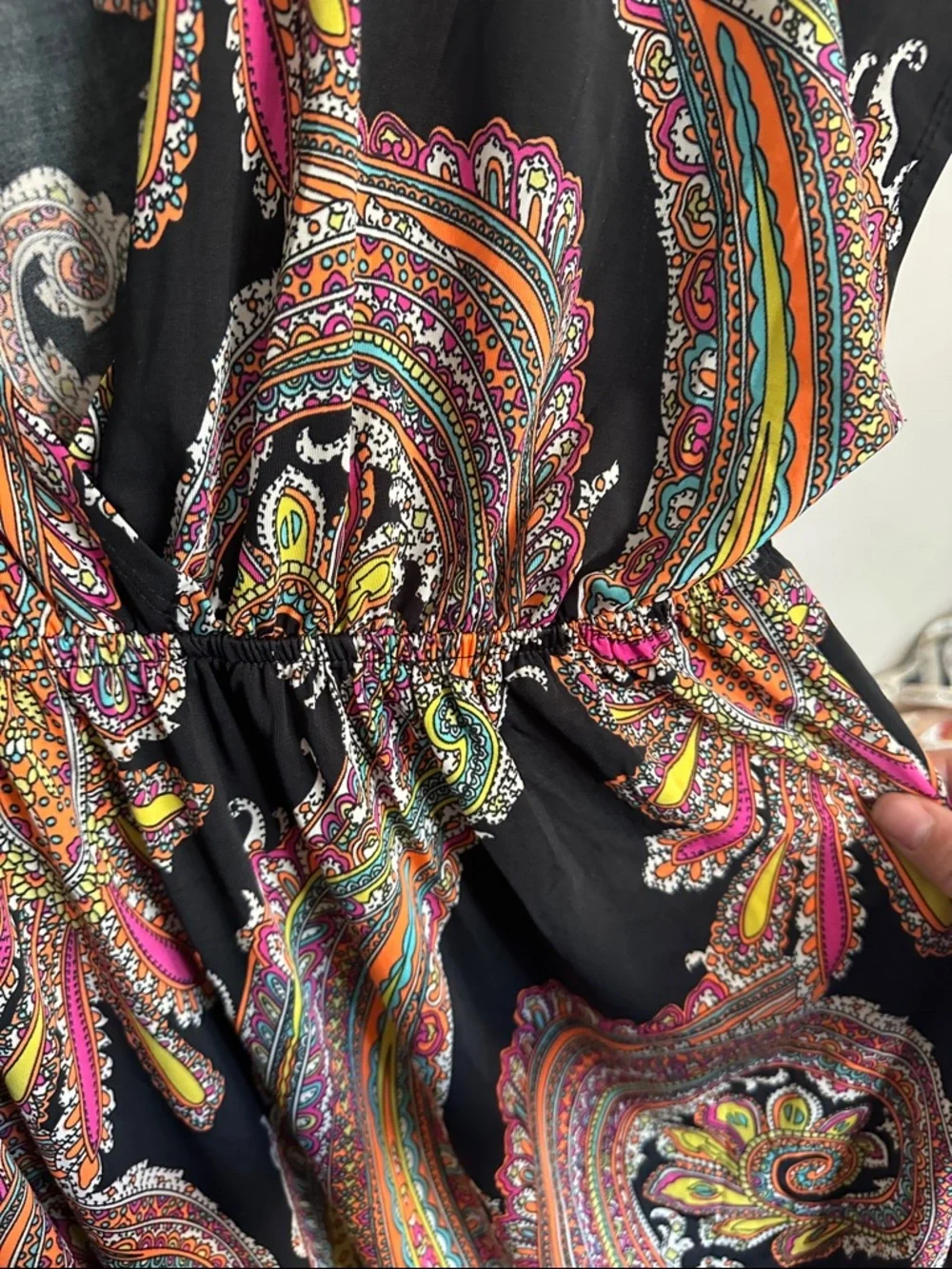 Sunkissed Black Paisley Multicolor Short Sleeve Dress - Picture 6 of 7
